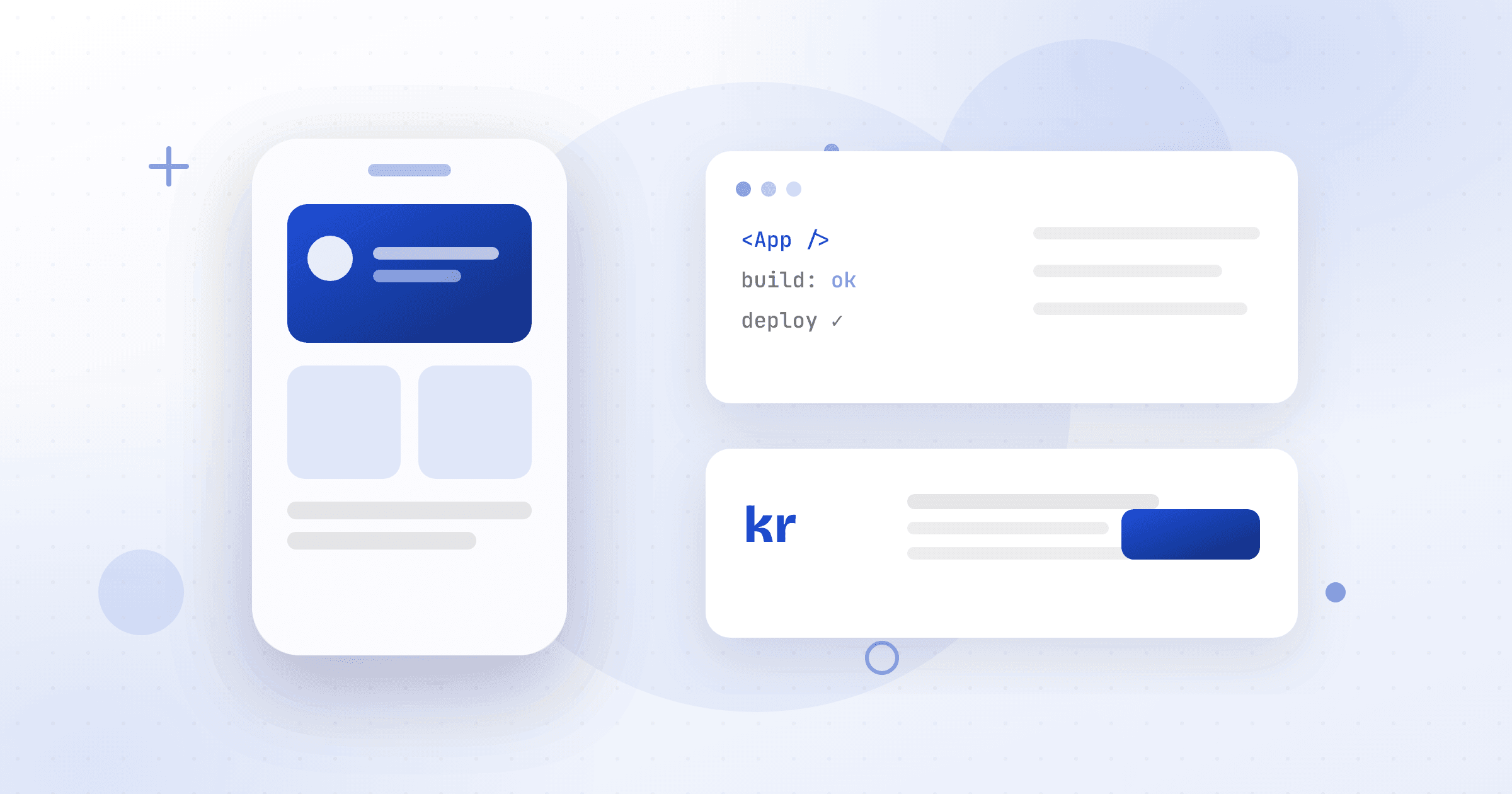 Illustrasjon av mobilapp-utvikling med skjermelementer og grensesnitt