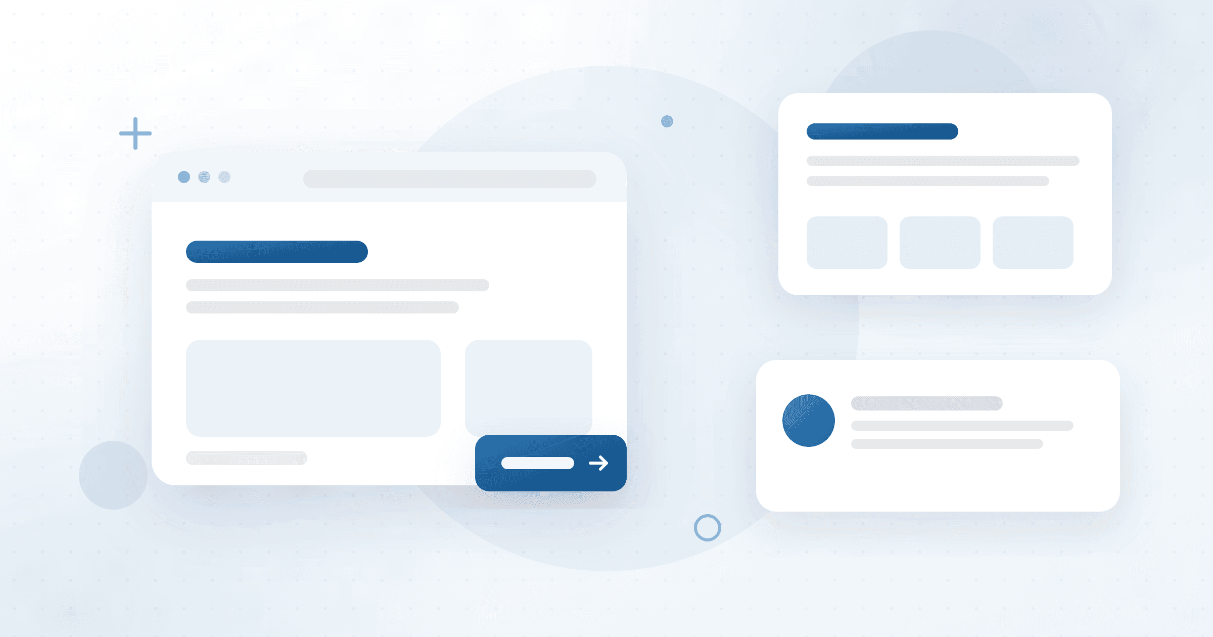 Illustrasjon av nettsidedesign bygget i Webflow med wireframe-elementer